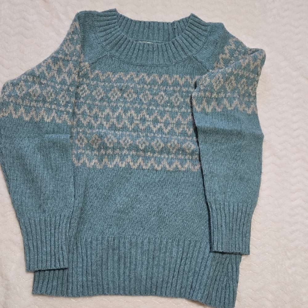 Royal Robbins Teal and Cream Patterned Sweater